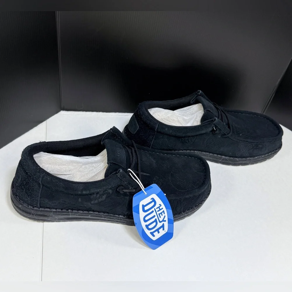 Men's Hey Dude x Wally Jelly Roll Black Loafers Slip on Shoes - Picture 4 of 12